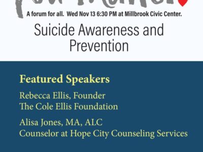 Methodist Churches in Millbrook Team Up to Highlight Suicide Epidemic with Event Nov. 13