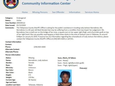 Missing Senior Alert Issued for Tallapoosa County; Please Share