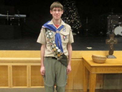 Austin Jeffery, of PCA, Pinned over Holiday during Eagle Rank Ceremony