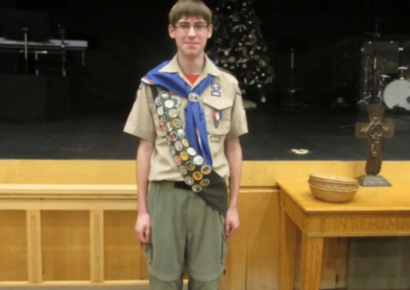 Austin Jeffery, of PCA, Pinned over Holiday during Eagle Rank Ceremony