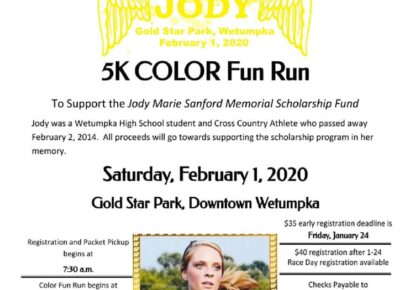 Annual Paint the Park for Jody 5K Color Fun Run Coming to Wetumpka Feb. 1