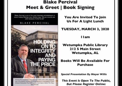 National Security Threat Whistleblower, Wetumpka Resident to Hold Book Signing in Wetumpka
