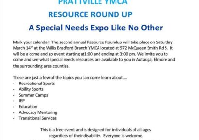 Prattville YMCA Field of Dreams to Host Special Needs Resource Roundup Expo Saturday, March 14