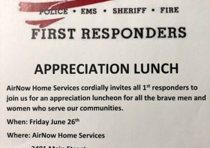 Area First Responders Invited to Appreciation Lunch at AirNow in Millbrook Friday from 11 a.m. to 1 p.m.