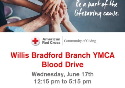 Prattville YMCA – Willis Bradford Branch Hosting Blood Drive Wednesday, June 17; Please Donate if you Are Able