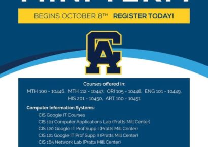 CACC Second Mini Term Begins Oct. 8 at Multiple Locations including Prattville