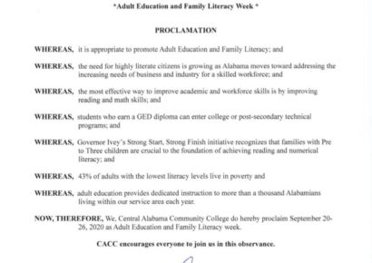 CACC Plans Several Events to Recognize Adult Education and Literacy Week Statewide