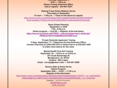 Elmore County Extension Service Shares Upcoming Events for September