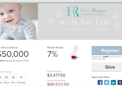 Walk For Life: River Region Pregnancy Center Fundraiser Needs Teams, Donations to Reach $50,000 Goal by Nov. 14