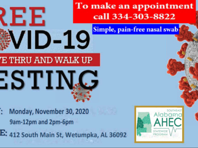 FREE  COVID Testing Available Today in Wetumpka