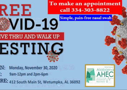 FREE  COVID Testing Available Today in Wetumpka