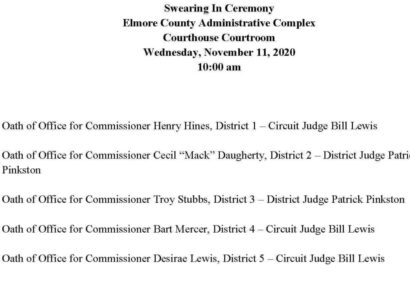 Elmore County Commission to hold Swearing In Ceremony, Followed By Regular meeting Wednesday