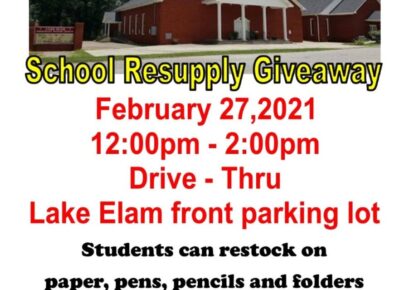 Lake Elam MBC To Host School Resupply Giveaway Feb. 27 from Noon until 2 p.m.