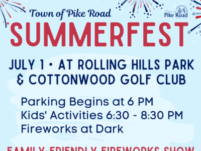 July 1: Town of Pike Road to Host Summerfest; A Family-Friendly Fireworks Show