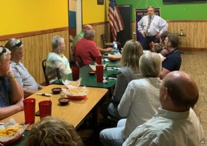 State Health Officer Pays Visit to Lions Club Meeting; Art Faulkner Presented with Award