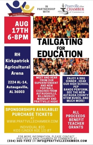 Tailgating For Education: Chamber, AEA Hosting Fun Event Aug. 17 in Autaugaville; Register Now