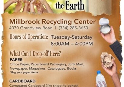 The Millbrook Recycling Center is on Grandview Road; Hours are 8 a.m. to 4 p.m. Tue-Sat