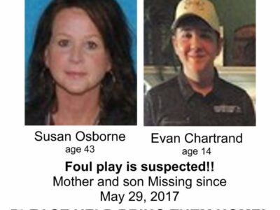 Still Missing: Susan Osborne and son Evan Chartrand;  See Links to New Podcasts