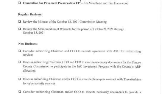 Tonight’s Agenda for Elmore County Commission; Meetings are Open to the Public