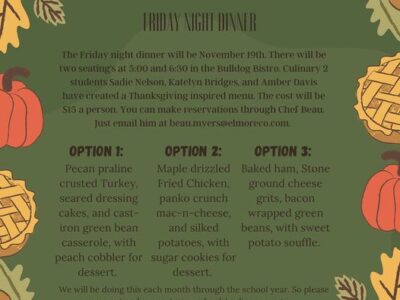 Friday Night Dinner is Back at Holtville High School This Week; Also for Dec. 17