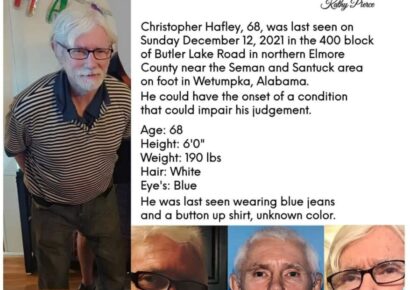 Missing and Endangered: Chris Hafley has Been Missing from Wetumpka Area for Four Weeks