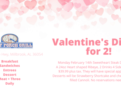 Thank you to Front Porch Grill for Sponsoring our Valentine’s Day Letters
