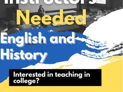 CACC News: Adjunct Instructors Needed for English, History; Scholarship Deadline for Students is Feb. 15