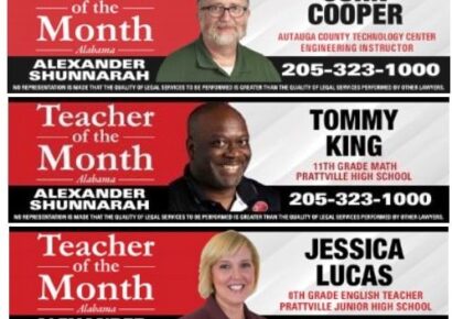 Three Prattville Teachers Named Alexander Shunnarah Teacher of the Month