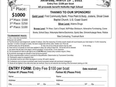 6th Annual Bulldog Bass Tournament is Saturday; All proceeds benefit Holtville High and more participants are Needed