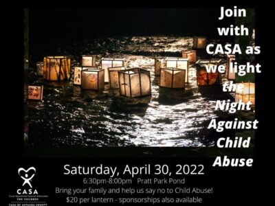 CASA Hosting ‘Light the Night Against Child Abuse’ April 30 at Pratt Park