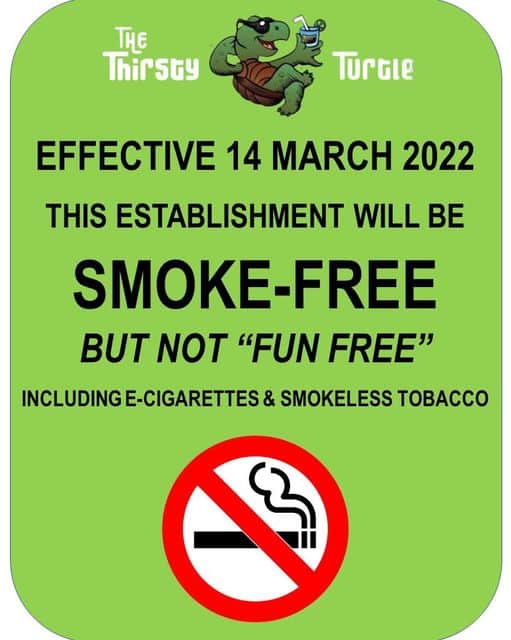 Thirsty Turtle, of Millbrook, going Smoke Free as of March 14