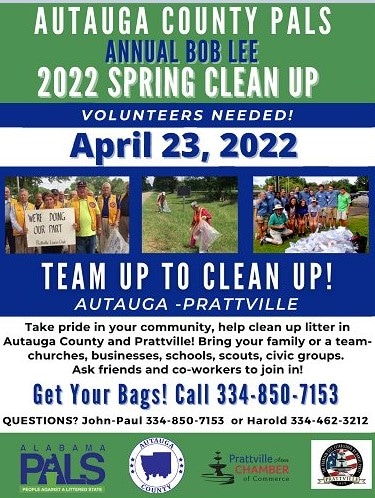 Annual Bob Lee Spring Cleanup coming to Autauga County April 23