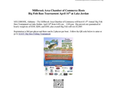Millbrook Chamber to Host Big Bass Tournament Saturday on Lake Jordan