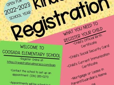 Registration Begins for Kindergarten at Coosada Elementary; Here is what you need to know