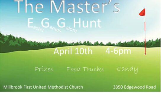 Millbrook FUMC Planning ‘The Master’s Egg Hunt’ Sunday, April 10 for Kids fourth grade and younger