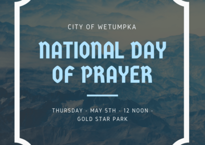 City of Wetumpka to Host National Day of Prayer at Gold Star Park May 5