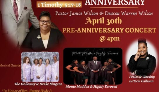 1st Pastoral, Church Anniversary is April 30th for Abundant Grace Ministries at Sandtown School in Millbrook