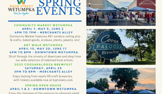Celebrate Spring in Wetumpka! Live Music this Evening; See other upcoming events