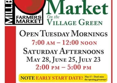 Millbrook Farmers Market Opening May 17 Every Tuesday with Three Saturdays as Well