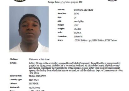 UPDATE: The inmate has been captured and is back in custody per ADOC