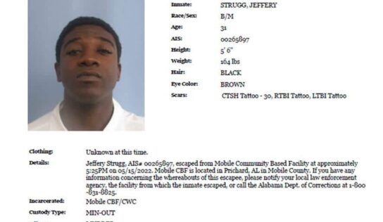 UPDATE: The inmate has been captured and is back in custody per ADOC