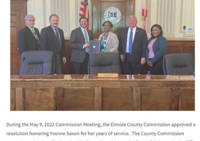 Elmore Commission honors Asst. AG Yvonne Saxon; approves Warrants to fund projects in the county