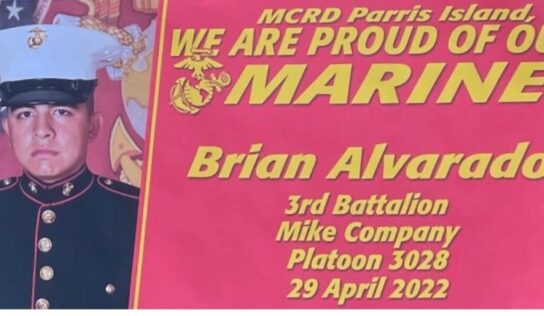 Brian Alvarado Graduates from Marine Boot Camp; Now Training in North Carolina