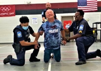 Supt. Richard Dennis ‘Rides the Lightning’ during demonstration for Millbrook Junior Police Academy