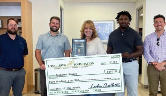 Julianne Hansen, of Prattville, named the Long-Lewis Hero of the Month for June