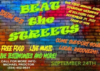 “Beat the Streets” Prevention and Recovery Resource Group to Host Inaugural Event at Gold State Park on Saturday, September 24