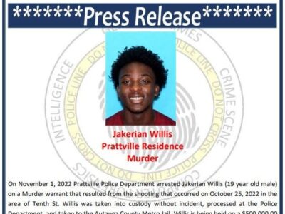 Jakerian Willis in custody related to Prattville Murder
