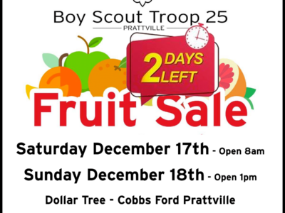 Boy Scouts Selling Fruit at Prattville Dollar Tree parking Lot Dec. 17, 18