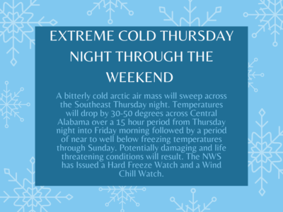 Extreme Cold coming Thursday through the Weekend! Prepare Now