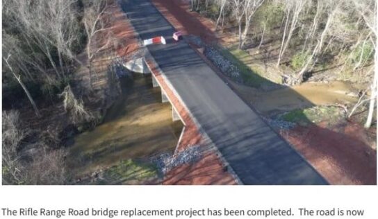 Rifle Range Road Bridge Replacement is Complete; Bridge is Open